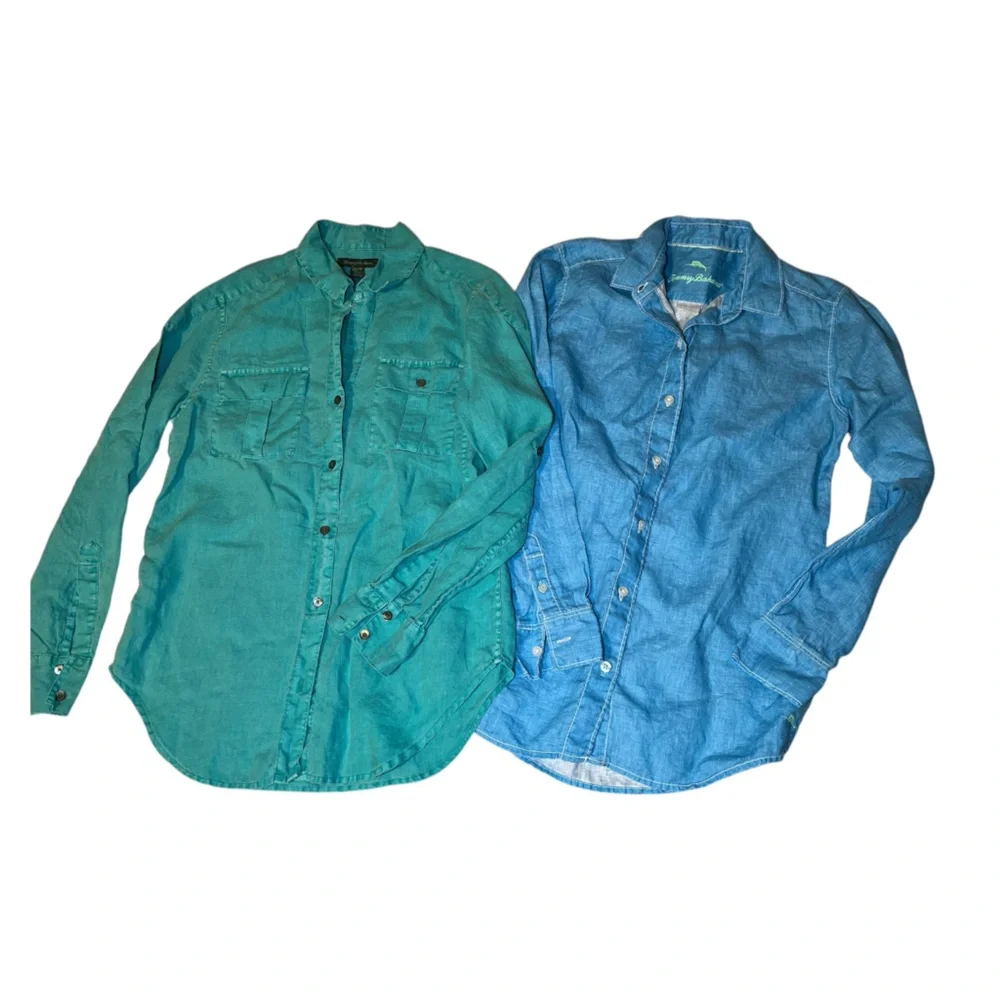 Tommy Bahama Teal and Denim Button Down Shirts - Picture 1 of 16